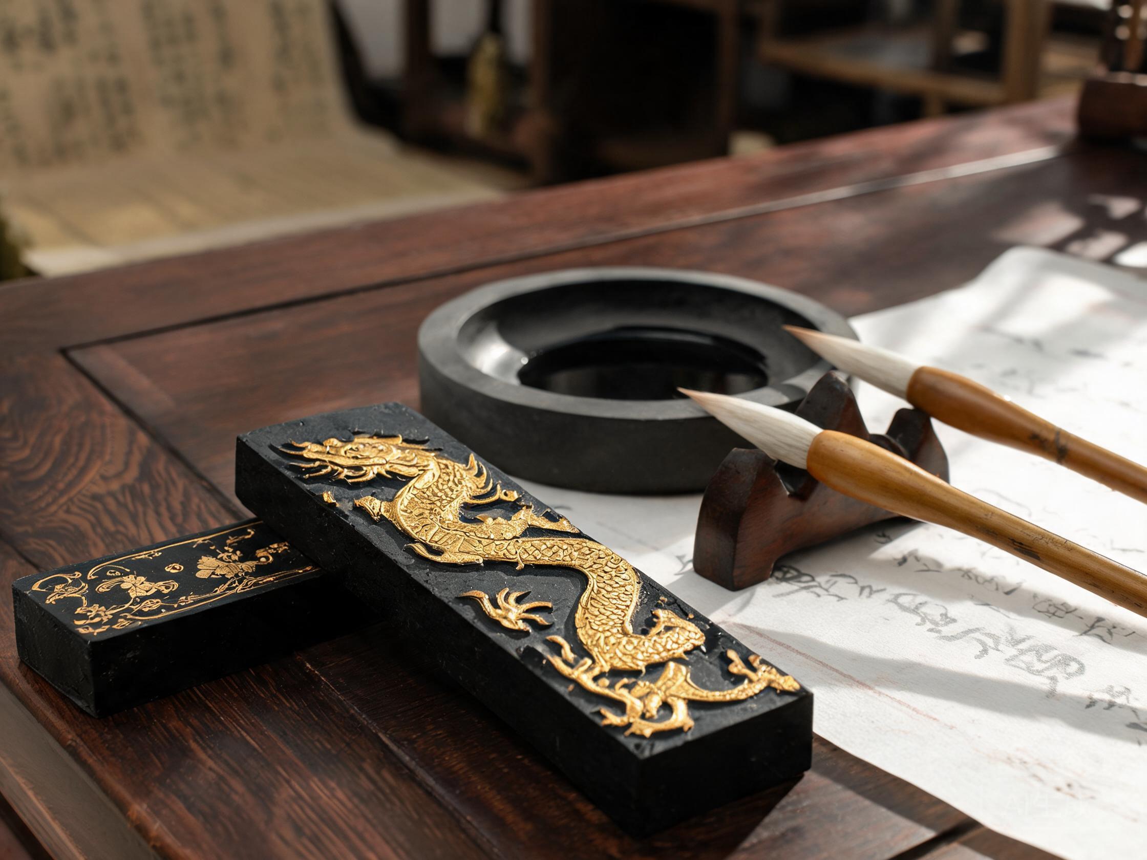 Hui Ink with Gold Pattern